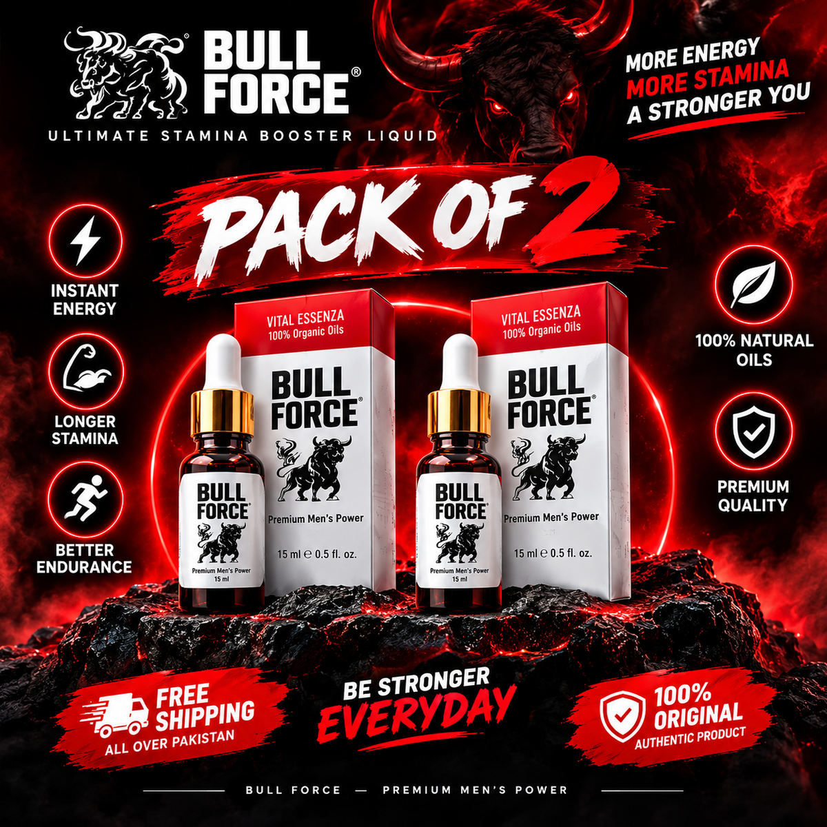 Bull Force – Pack of 2 Stamina Booster Liquid | 15ml × 2